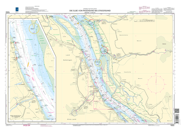 Duitse kaart 1650 - Die Elbe von Pagensand bis Stadersand